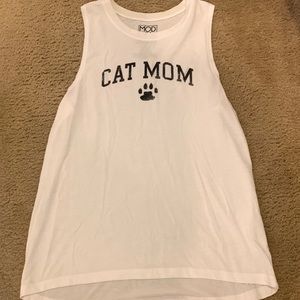 White Cat Mom tank top size large